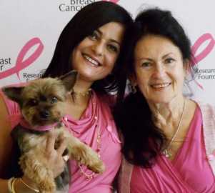 Photo of mother and daughter with Mango (the family’s yorkshire terrier) in the middle